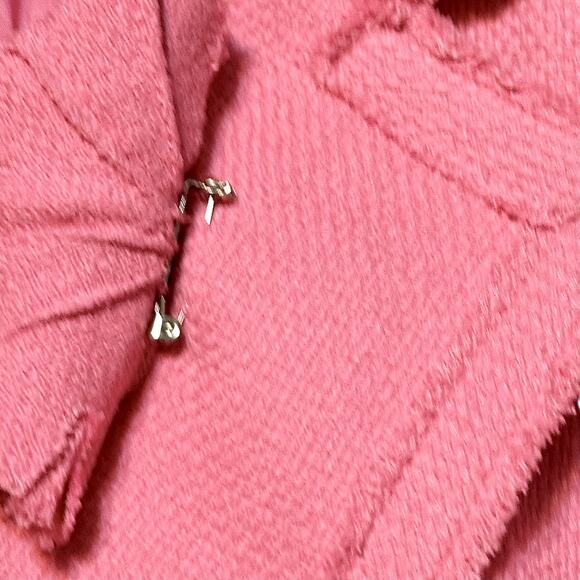 Nygard Pink Silk Blend Blazer Jacket Sz 12 Fringe Trim Flower Accent Career Chic - Picture 6 of 12